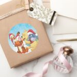 Winnie The Pooh Friends Holiday Classic Round Sticker