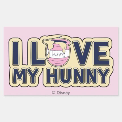 Winnie The Pooh I Love My Hunny Rectangular Sticker