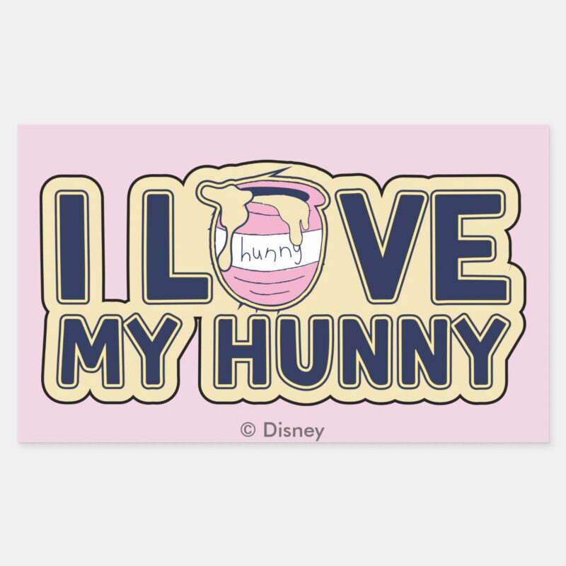 Winnie The Pooh I Love My Hunny Rectangular Sticker