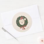 Winnie The Pooh Christmas Wreath Classic Round Sticker