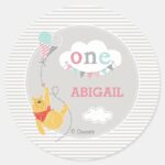 Winnie The Pooh Kite Baby Boy Classic Round Sticker
