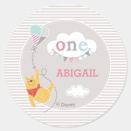 Winnie The Pooh Kite Baby Boy Classic Round Sticker
