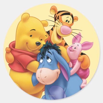 Winnie The Pooh Friends Classic Round Sticker