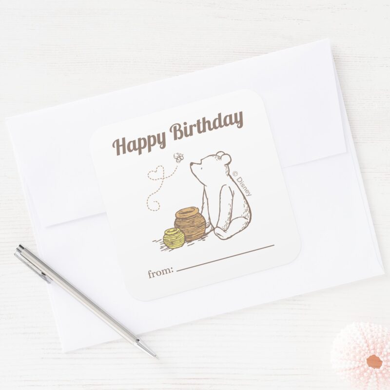 Winnie The Pooh A Gift From Birthday Square Sticker
