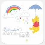 Winnie The Pooh Boy Baby Shower Square Sticker