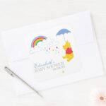 Winnie The Pooh Boy Baby Shower Square Sticker