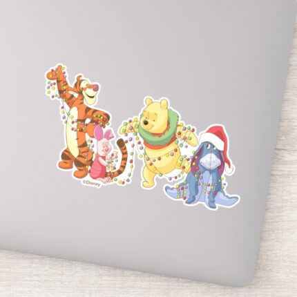 Winnie The Pooh Christmas Lights Sticker
