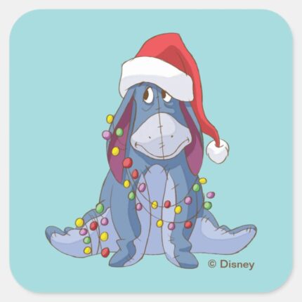 Winnie The Pooh Eeyore Santa Claus Square Sticker
