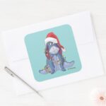Winnie The Pooh Eeyore Santa Claus Square Sticker
