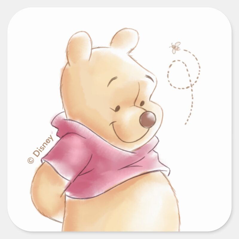 Winnie The Pooh Fall Pumpkin Baby Shower Square Sticker