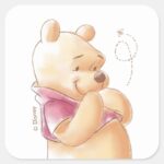 Winnie The Pooh Fall Pumpkin First Birthday Square Sticker