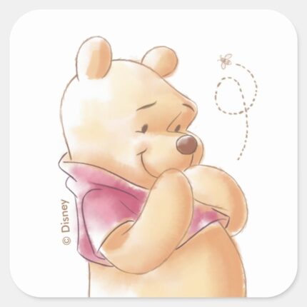 Winnie The Pooh Fall Pumpkin First Birthday Square Sticker