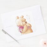 Winnie The Pooh Fall Pumpkin First Birthday Square Sticker