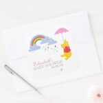 Winnie The Pooh Girl Baby Shower Square Sticker