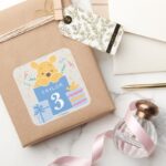 Winnie The Pooh Happy Birthday Square Sticker