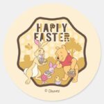 Winnie The Pooh Happy Easter Badge Classic Round Sticker