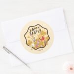 Winnie The Pooh Happy Easter Badge Classic Round Sticker