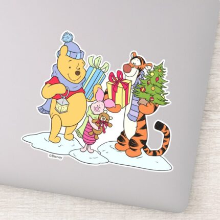 Winnie The Pooh Happy Holidays Gift Giving Sticker