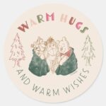 Winnie The Pooh Holiday Wishes Classic Round Sticker