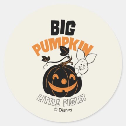 Winnie The Pooh Little Piglet Big Pumkin Classic Round Sticker