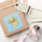 Winnie The Pooh Pooh Christmas Lights Square Sticker