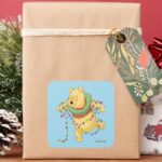 Winnie The Pooh Pooh Christmas Lights Square Sticker