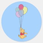 Winnie The Pooh And Balloons Classic Round Sticker