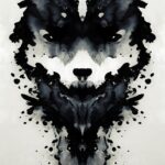 Wolf Black Watercolor Art Poster