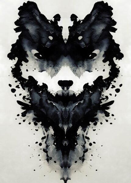 Wolf Black Watercolor Art Poster