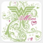 Wonder Mom Swirls Square Sticker