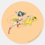 Wonder WomanThrows Crown Classic Round Sticker
