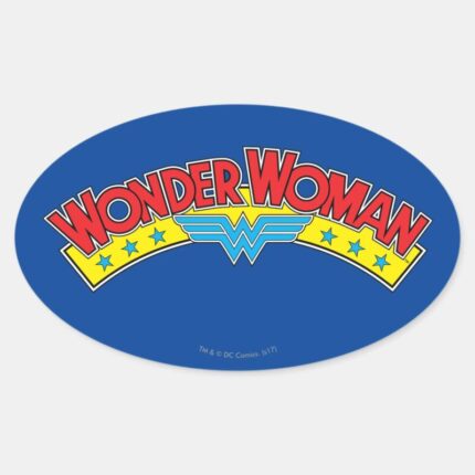 Wonder Woman 1987 Comic Book Logo Oval Sticker