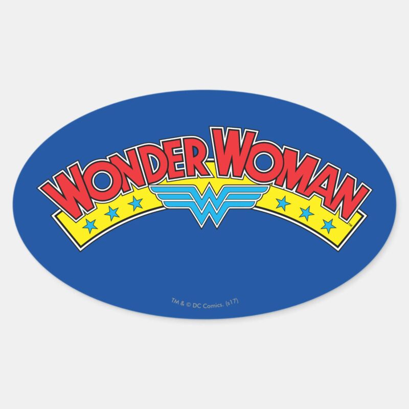 Wonder Woman 1987 Comic Book Logo Oval Sticker