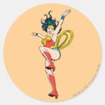 Wonder Woman Arms Raised Classic Round Sticker