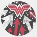 Wonder Woman Arrows Classic Round Sticker