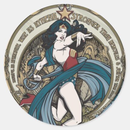Wonder Woman Art Nouveau Panel Classic Round Sticker