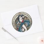 Wonder Woman Art Nouveau Panel Classic Round Sticker