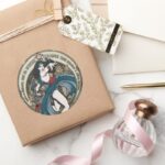 Wonder Woman Art Nouveau Panel Classic Round Sticker