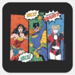 Wonder Woman Batgirl Harley Quinn Holiday Square Sticker