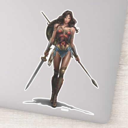 Wonder Woman Battle Ready Comic Art Sticker