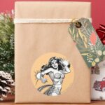 Wonder Woman Black White Defender Classic Round Sticker