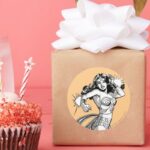 Wonder Woman Black White Defender Classic Round Sticker