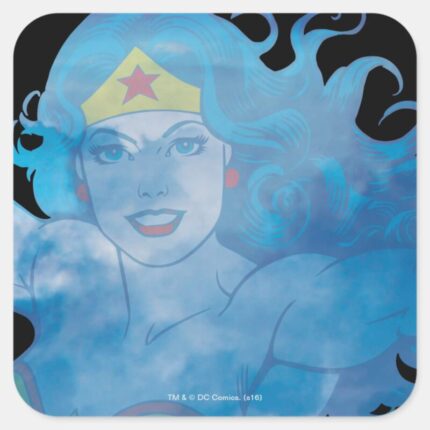 Wonder Woman Blue Sky Silhouette Square Sticker