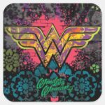 Wonder Woman Brick Wall Collage Square Sticker