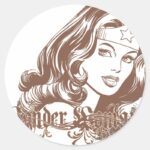 Wonder Woman Brown Classic Round Sticker