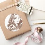 Wonder Woman Brown Classic Round Sticker