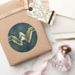 Wonder Woman Brushed Gold Symbol Classic Round Sticker