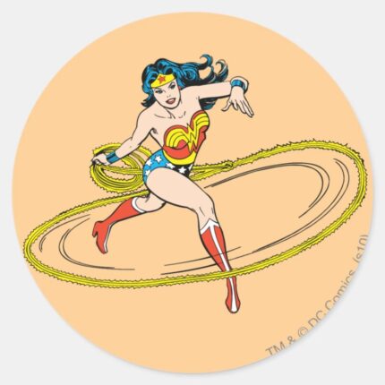 Wonder Woman Circled With Lasso Classic Round Sticker