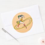 Wonder Woman Circled With Lasso Classic Round Sticker