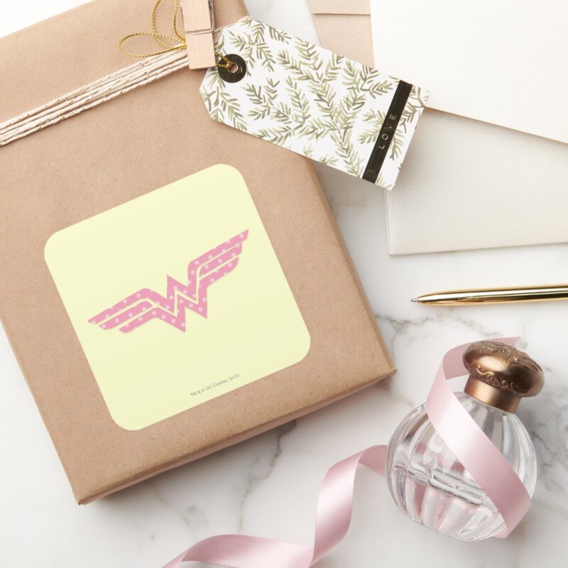 Wonder Woman Colorful Pink Floral Logo Square Sticker